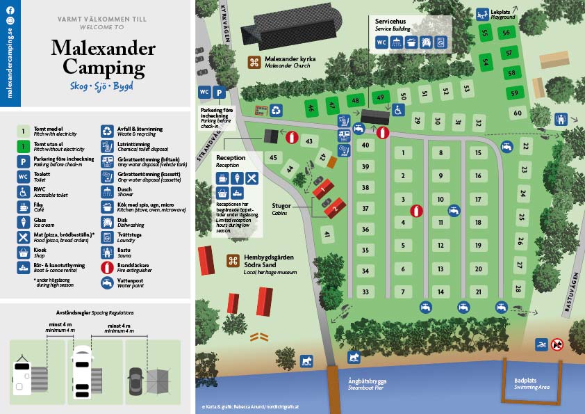 Områdeskarta Malexander Camping